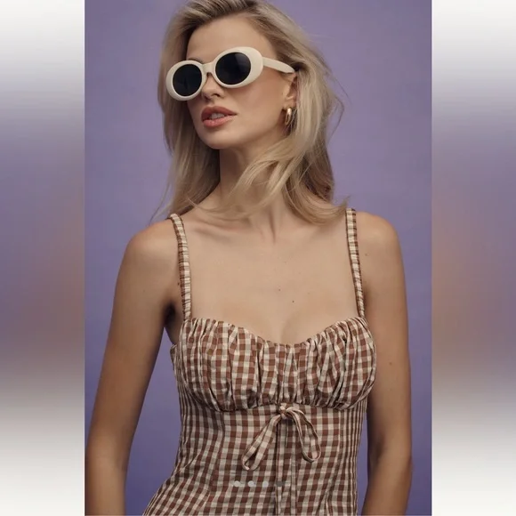 NWT For Love & Lemons Gingerbread Gingham Dress - Picture 4 of 7